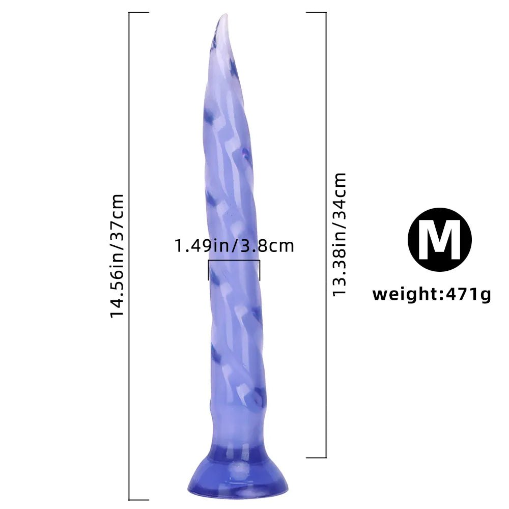 Purple tapered ribbed anal dildo