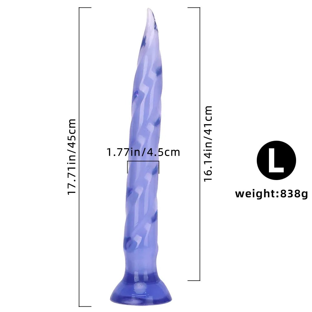 Purple tapered ribbed anal dildo