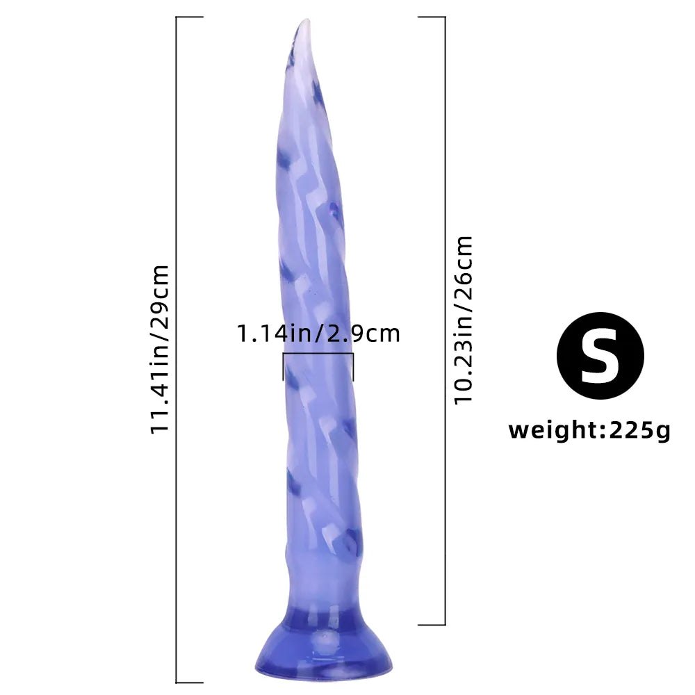 Purple tapered ribbed anal dildo