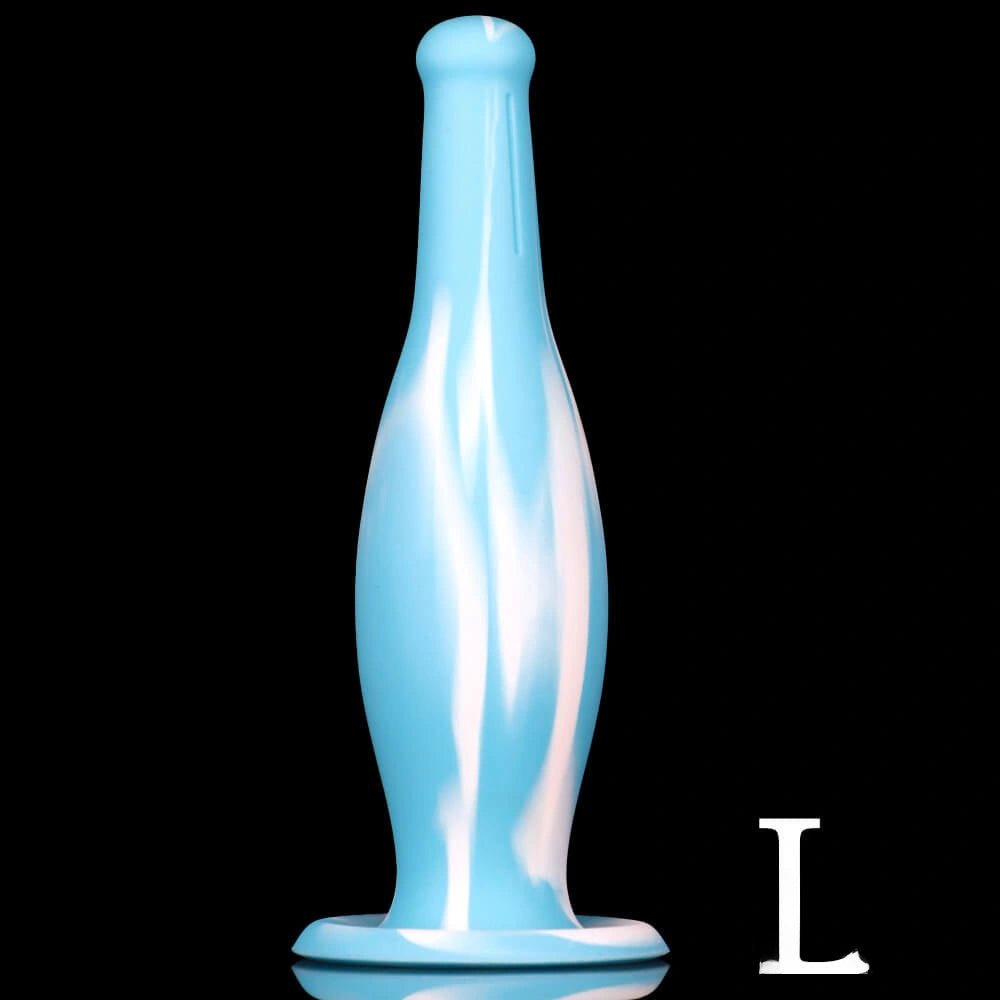 Blue set of three tapered liquid silicone anal plugs