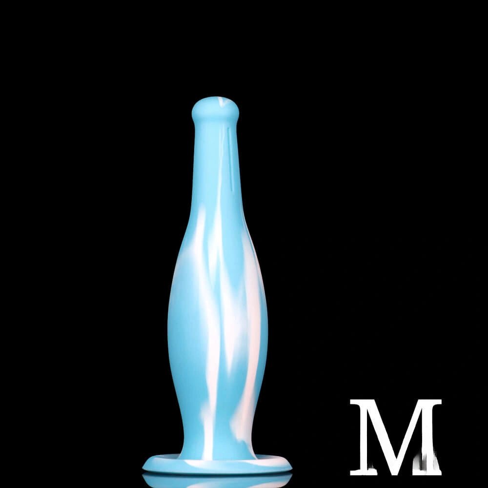 Blue set of three tapered liquid silicone anal plugs