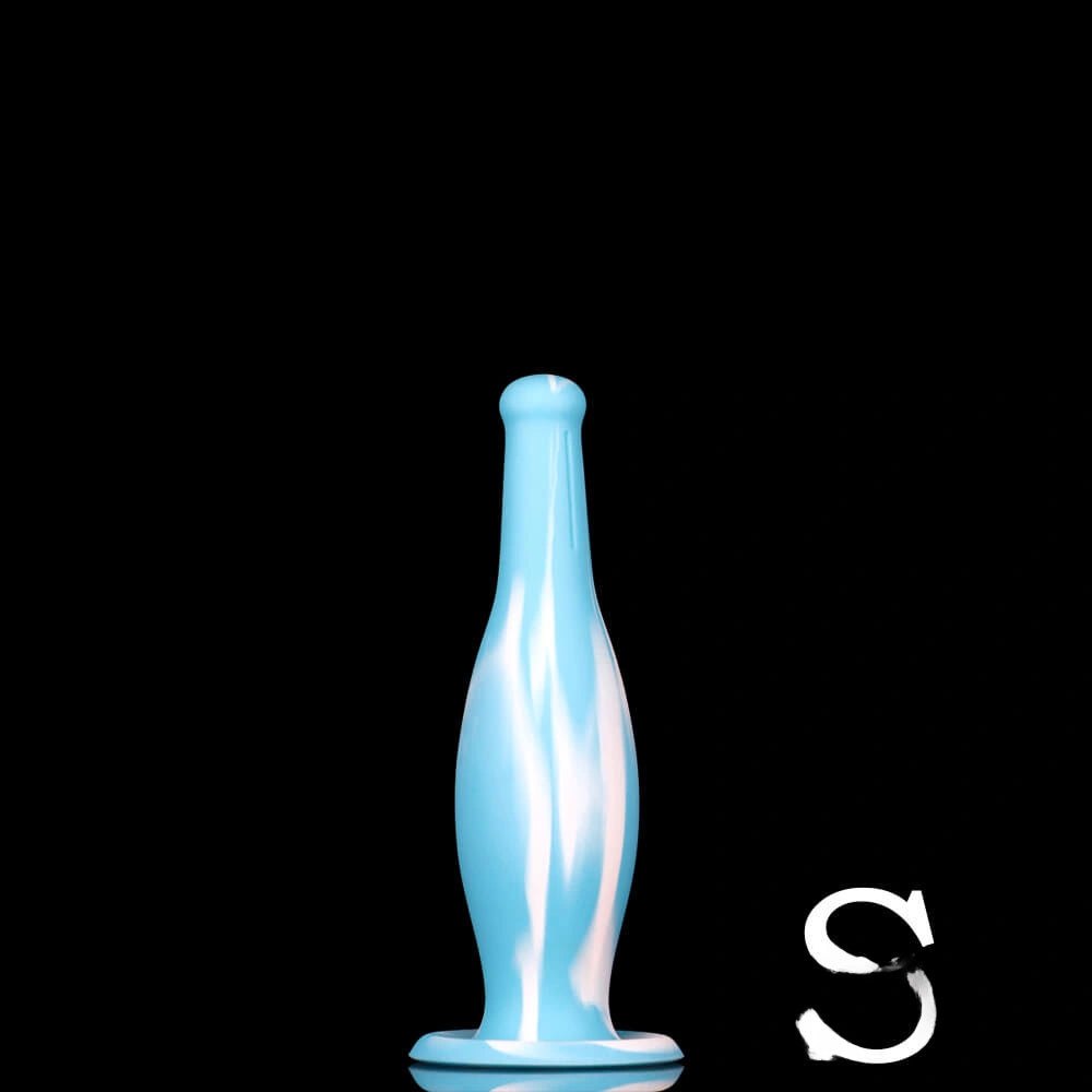 Blue set of three tapered liquid silicone anal plugs