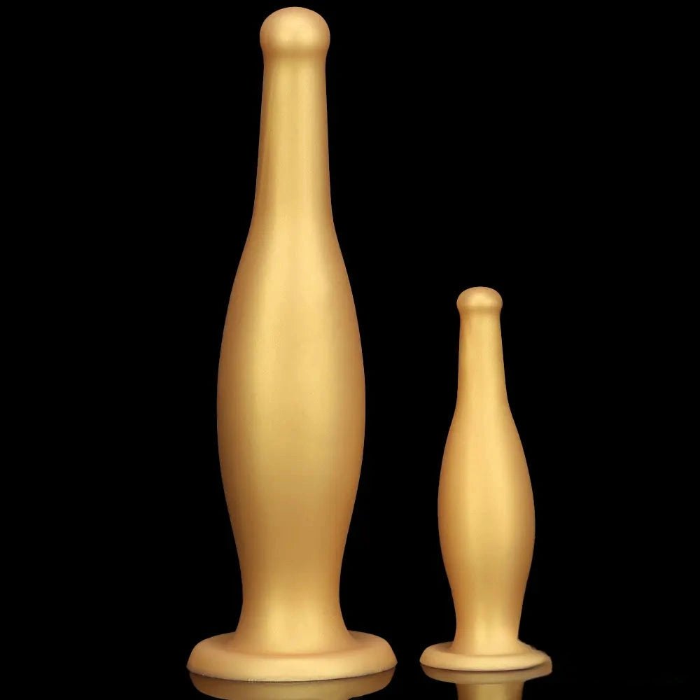 Gold tapered silicone anal plug, photo 1