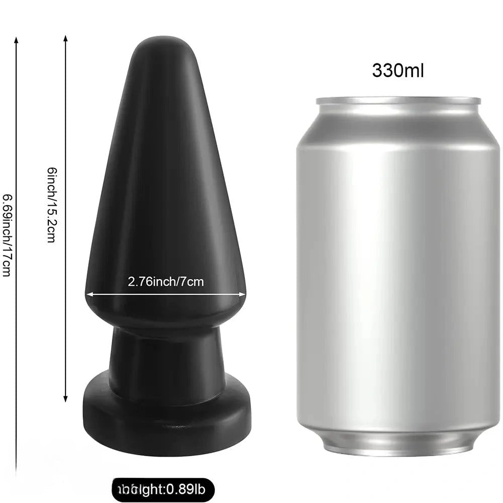 Black tapered PVC anal dildo with suction cup base