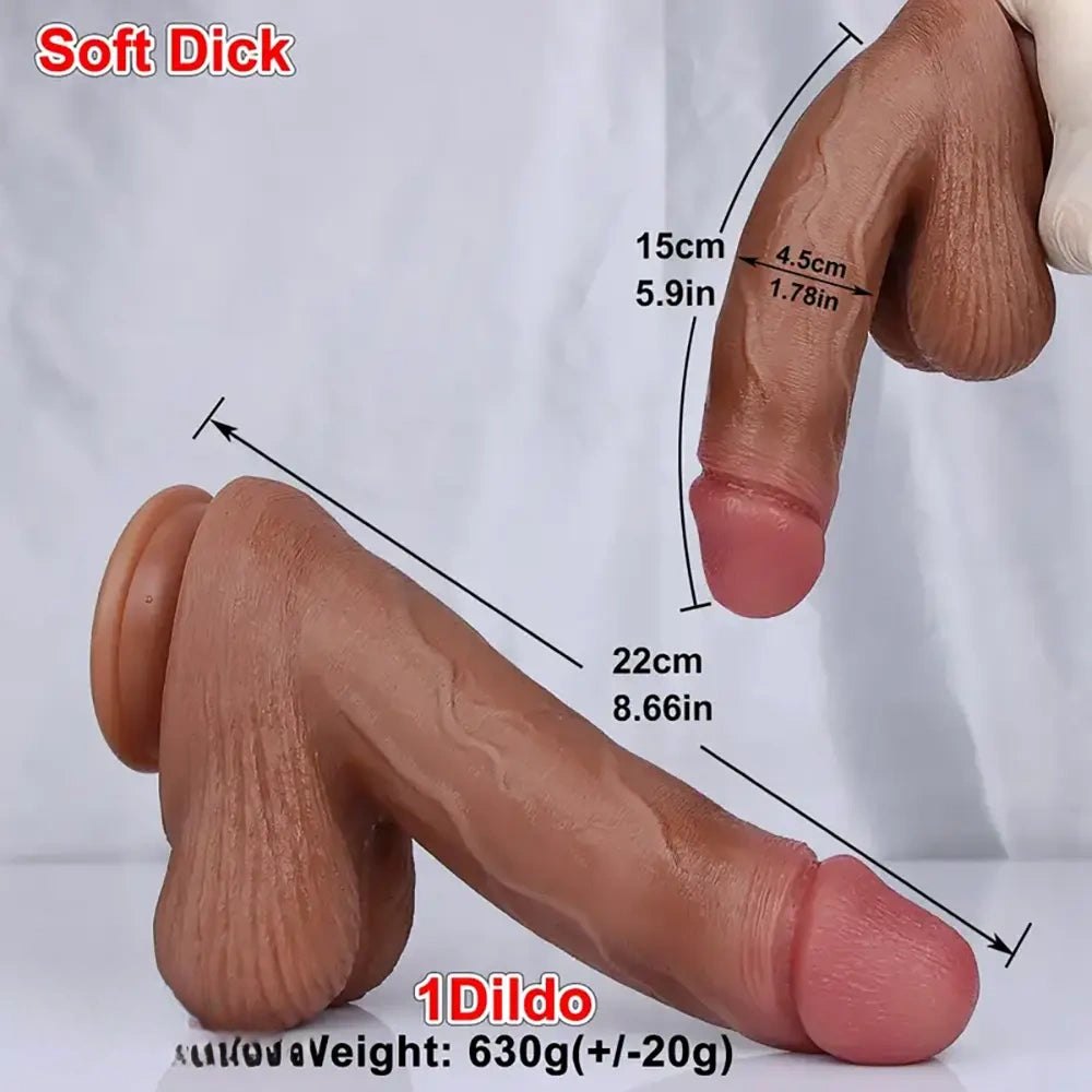 Flesh-tone realistic silicone dildo with suction cup base, photo 7