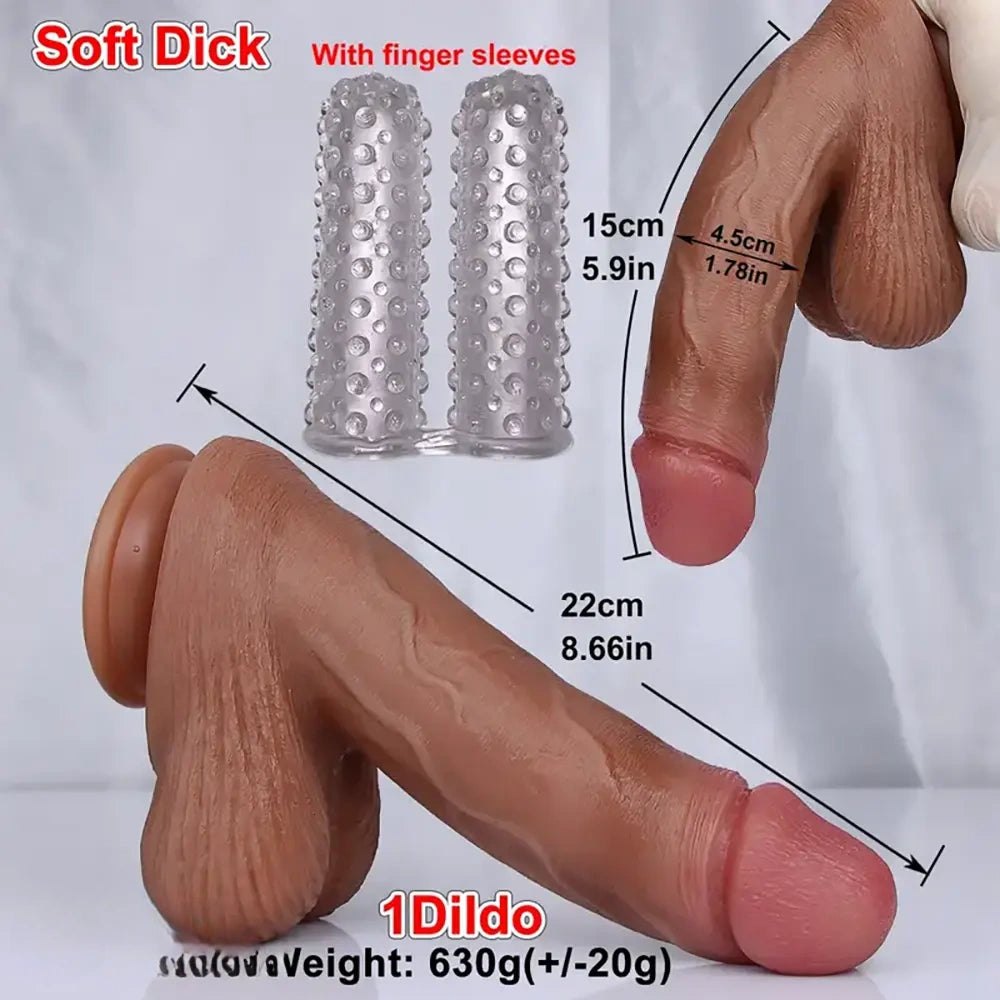 Flesh-tone realistic silicone dildo with suction cup base, photo 8