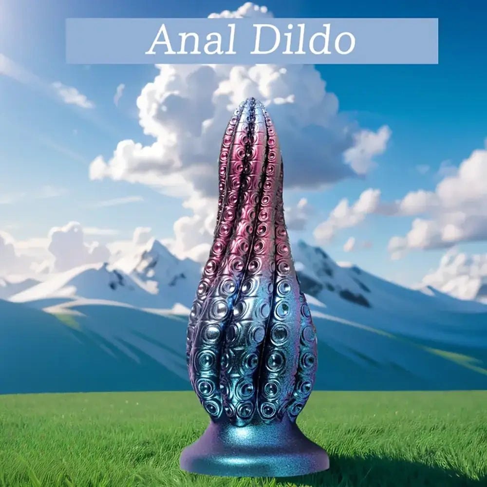 Tapered ribbed anal dildo with suction cup base, photo 1