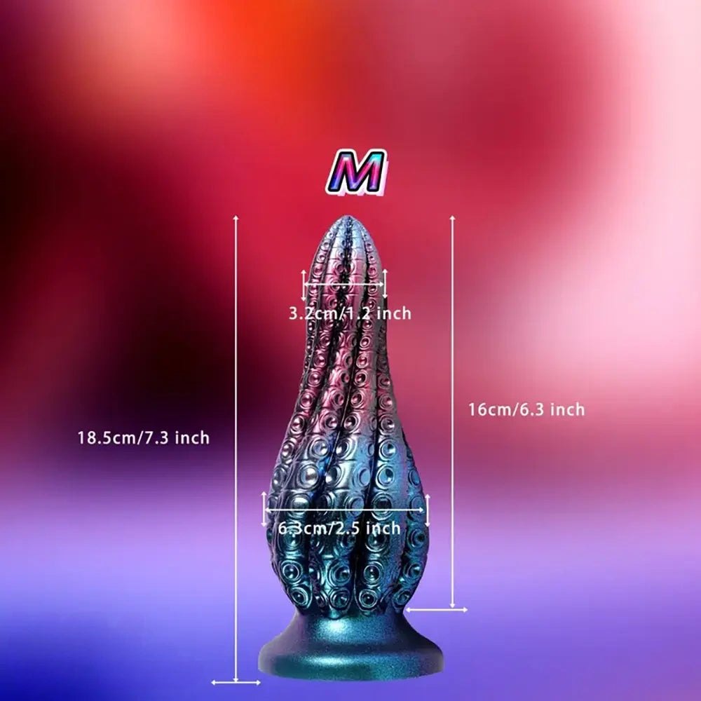 Tapered ribbed anal dildo with suction cup base, photo 4