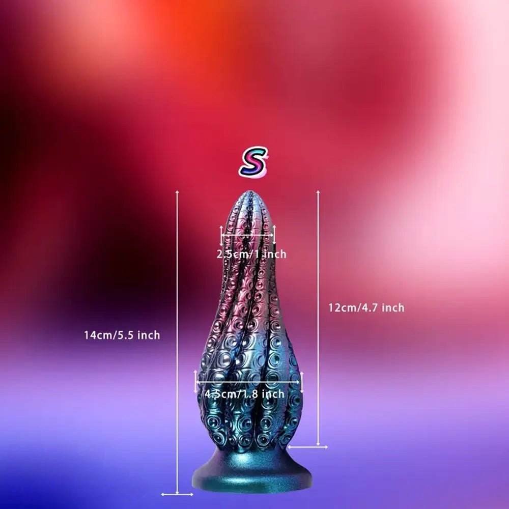 Tapered ribbed anal dildo with suction cup base, photo 5