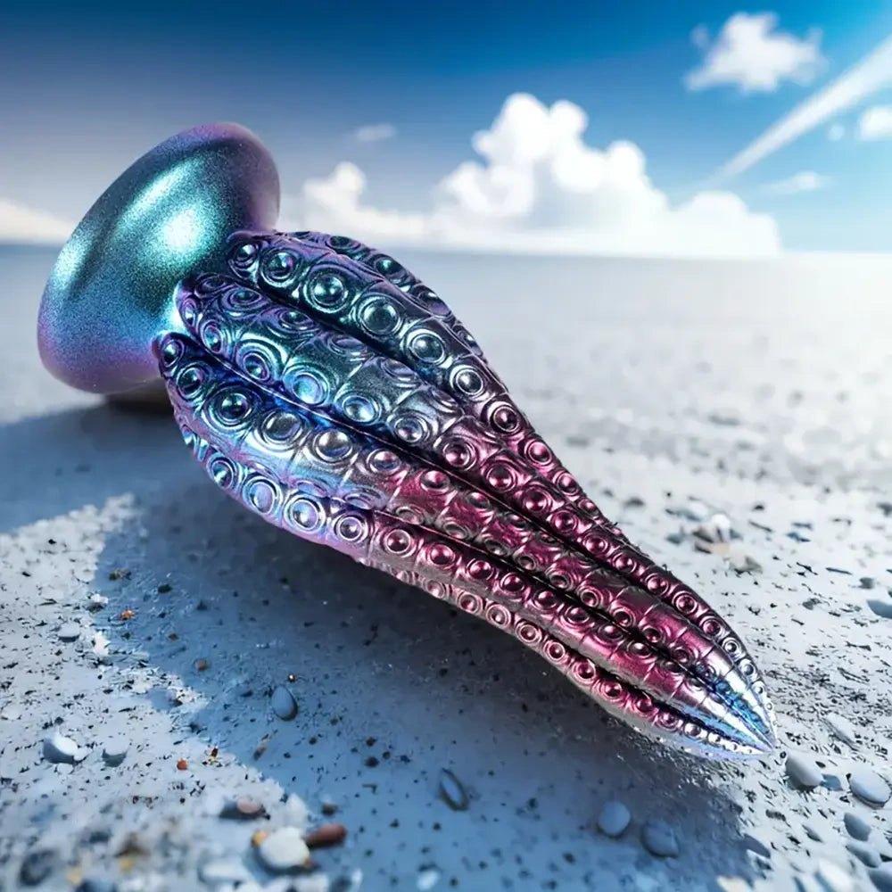 Tapered ribbed anal dildo with suction cup base, photo 7