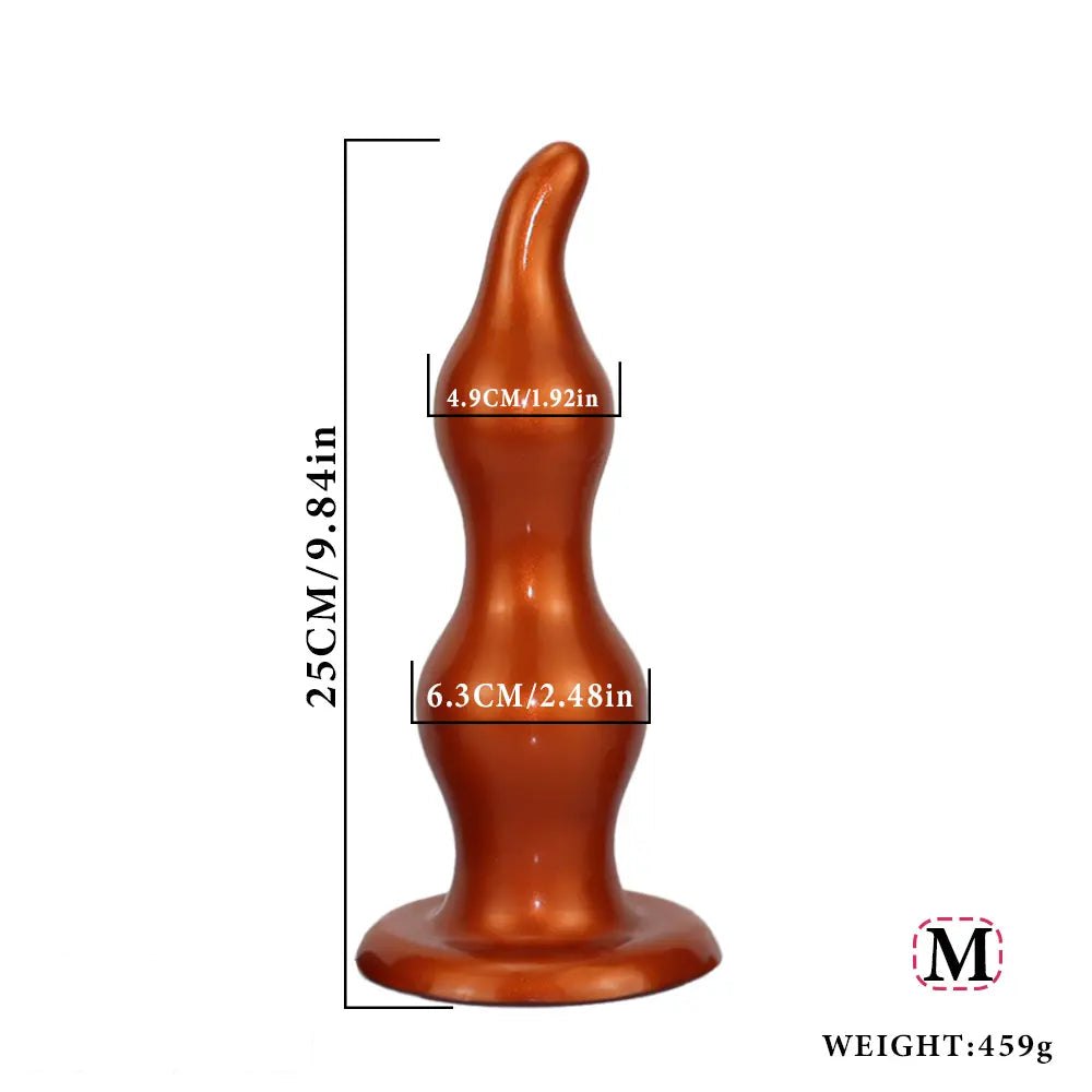 Gold ribbed tapered silicone anal plug