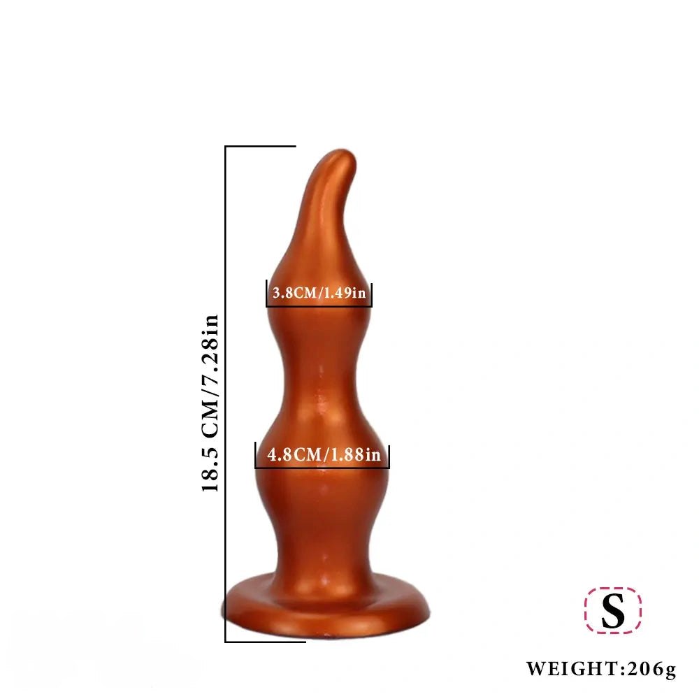 Gold ribbed tapered silicone anal plug