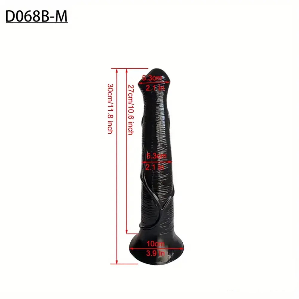 Black tapered ridged animal-style dildo