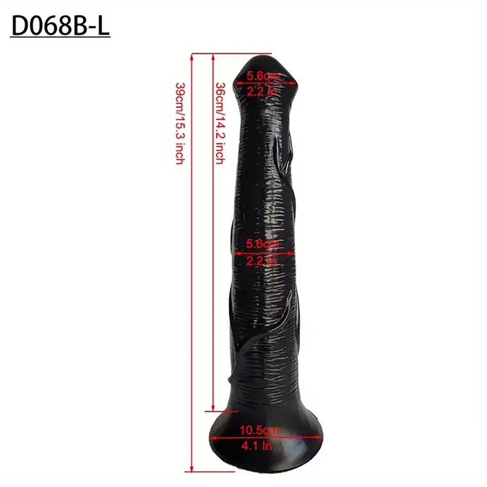 Black tapered ridged animal-style dildo