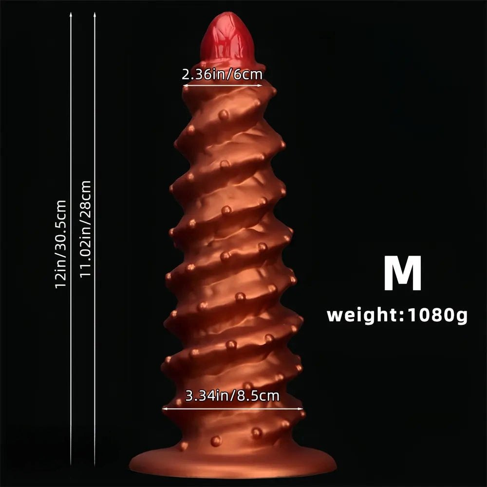 Gold spiral ribbed silicone dildo