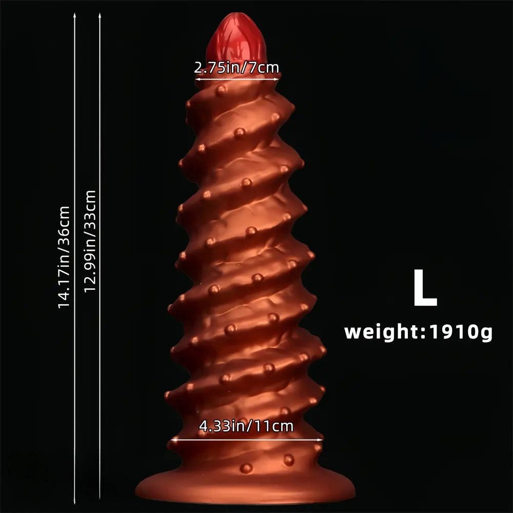 Gold spiral ribbed silicone dildo