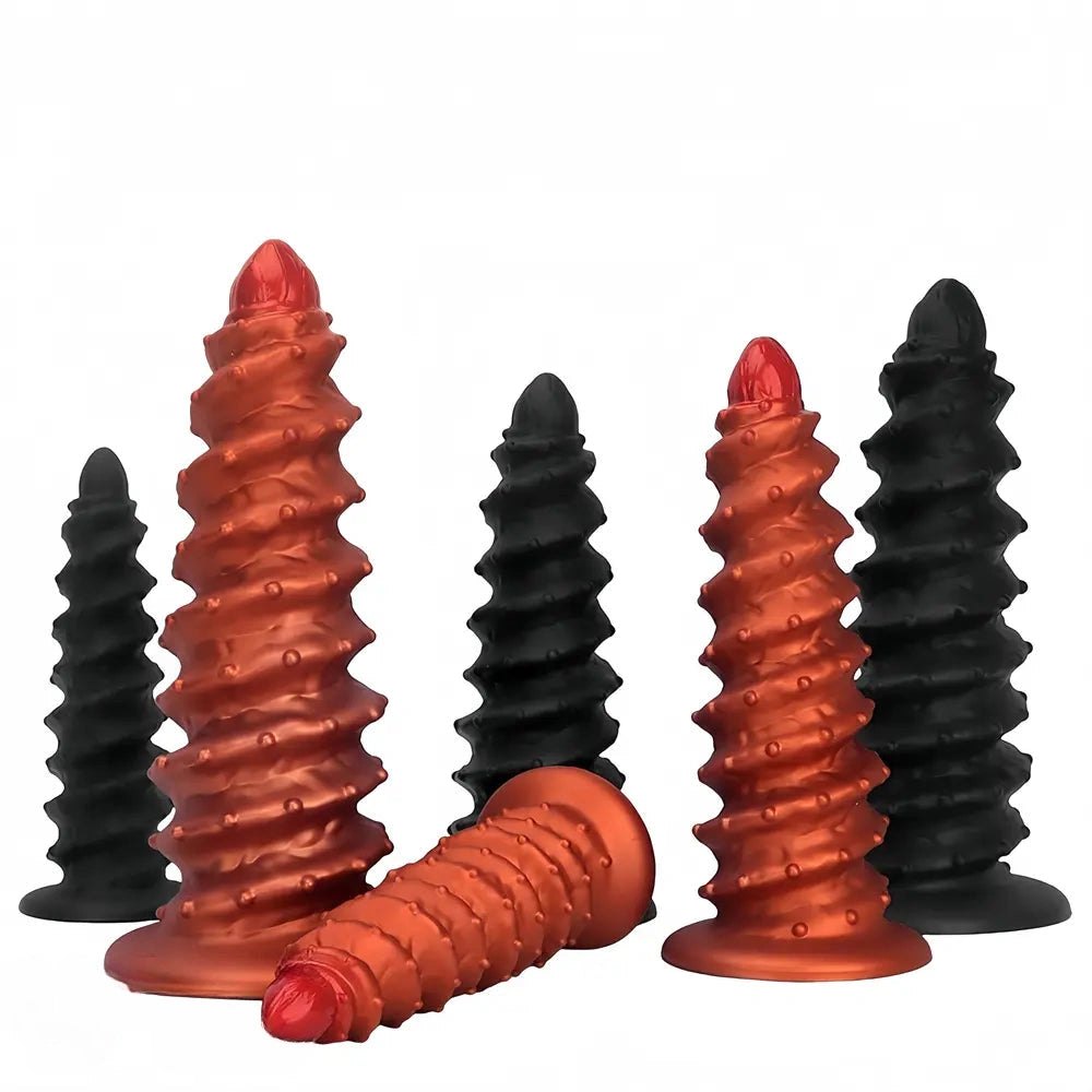Spiral ribbed silicone dildo, photo 1