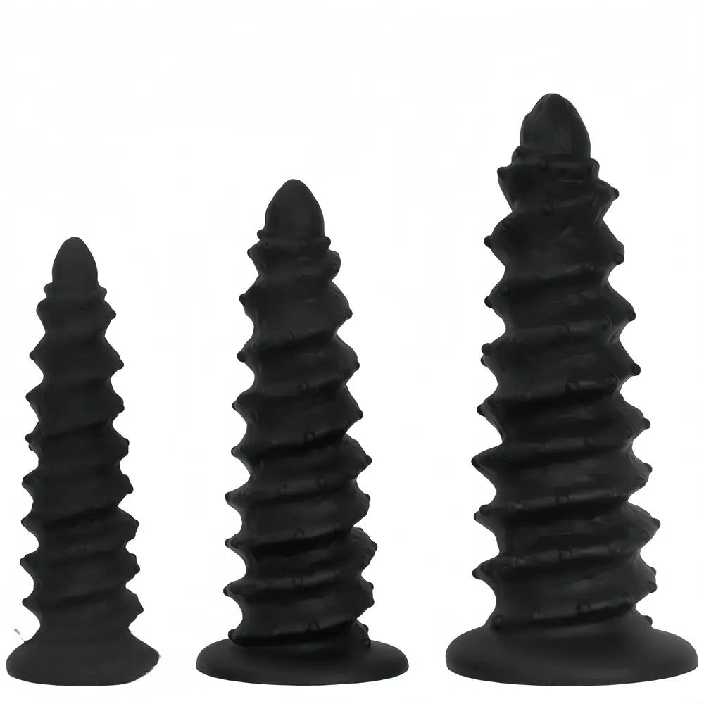 Spiral ribbed silicone dildo, photo 13