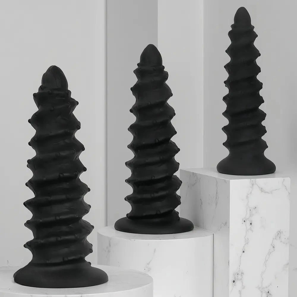 Spiral ribbed silicone dildo, photo 3