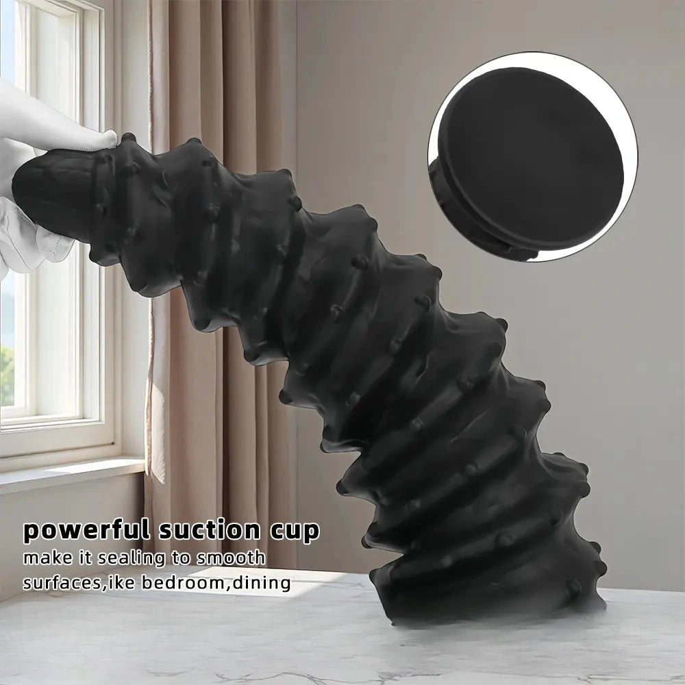 Spiral ribbed silicone dildo, photo 5