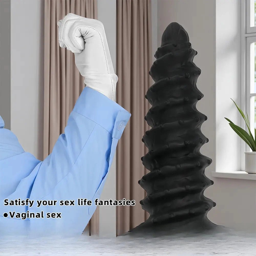 Spiral ribbed silicone dildo, photo 6