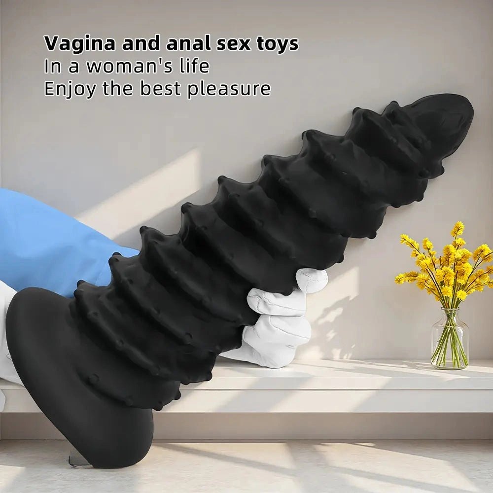 Spiral ribbed silicone dildo, photo 7