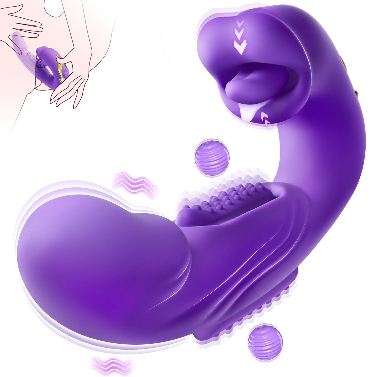 Silicone tapping lip vibrator with insertable arm, photo 1