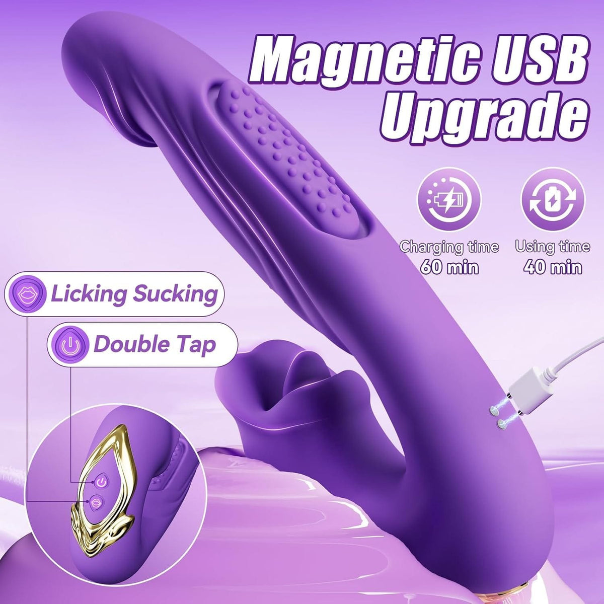 Silicone tapping lip vibrator with insertable arm, photo 6