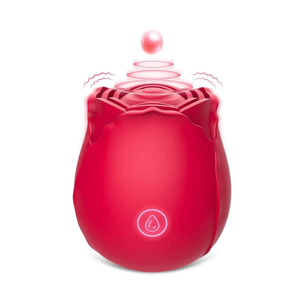 Red rose-shaped clitoral suction vibrator, photo 1