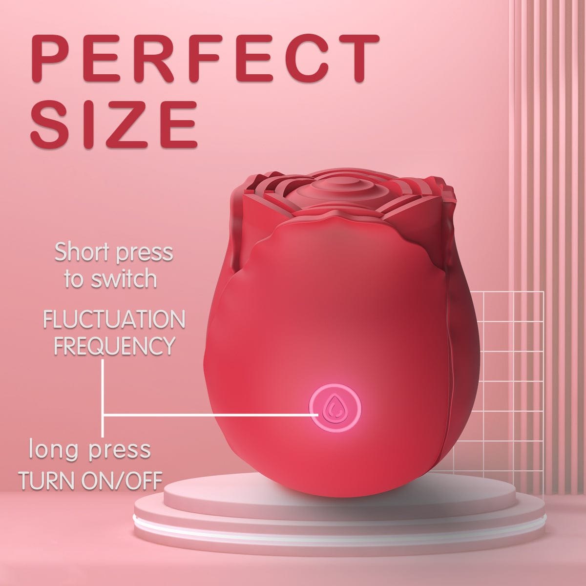 Red rose-shaped clitoral suction vibrator, photo 4