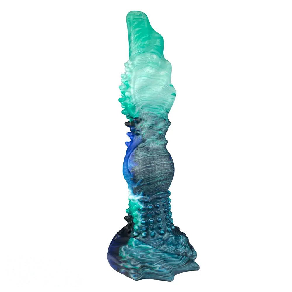 Teal spiked fantasy dildo, photo 1