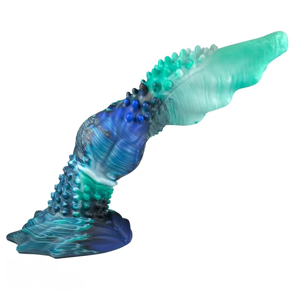 Teal spiked fantasy dildo, photo 11
