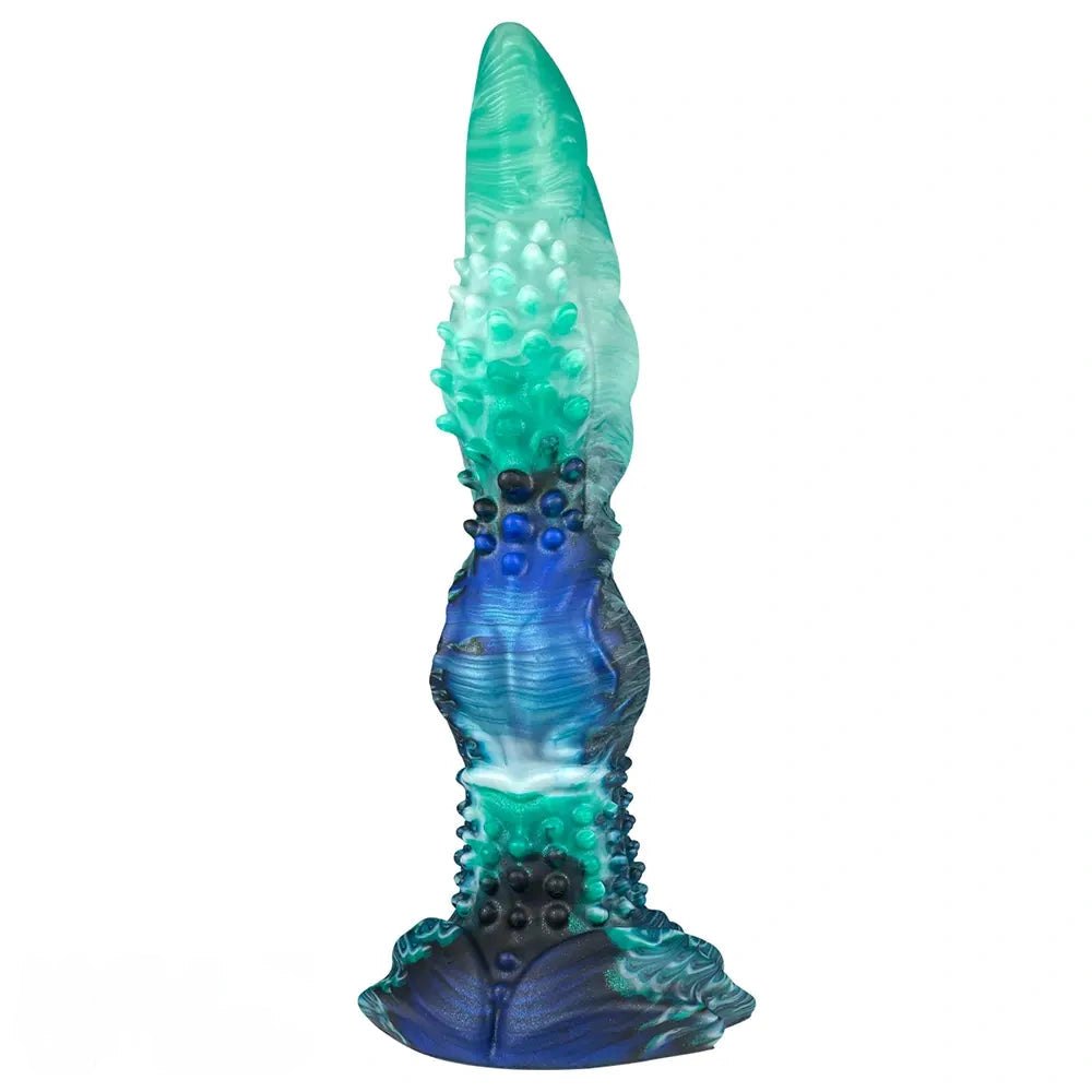 Teal spiked fantasy dildo, photo 8