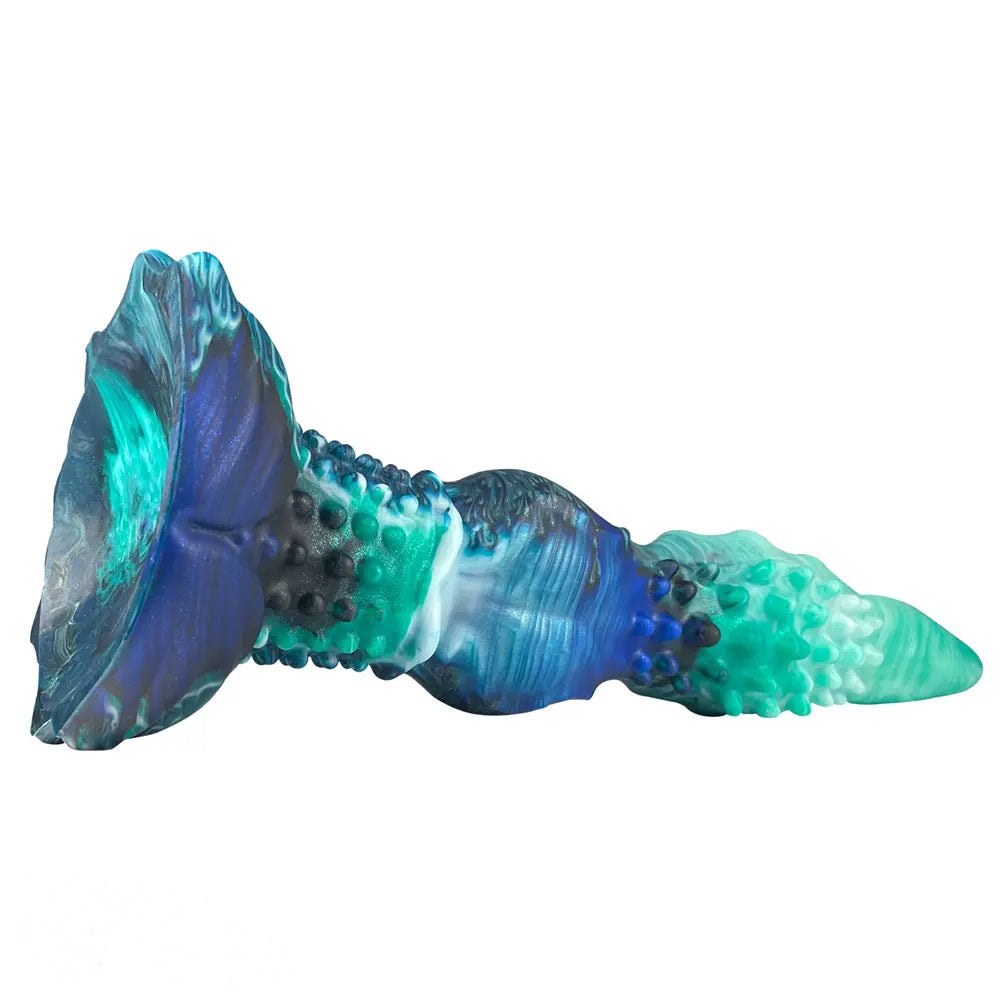 Teal spiked fantasy dildo, photo 9