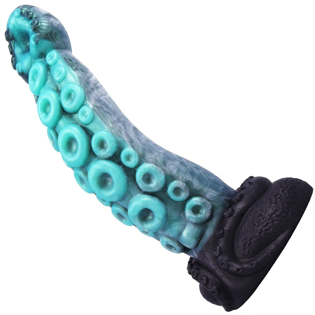 Teal silicone tentacle fantasy dildo with suction cup base, photo 1