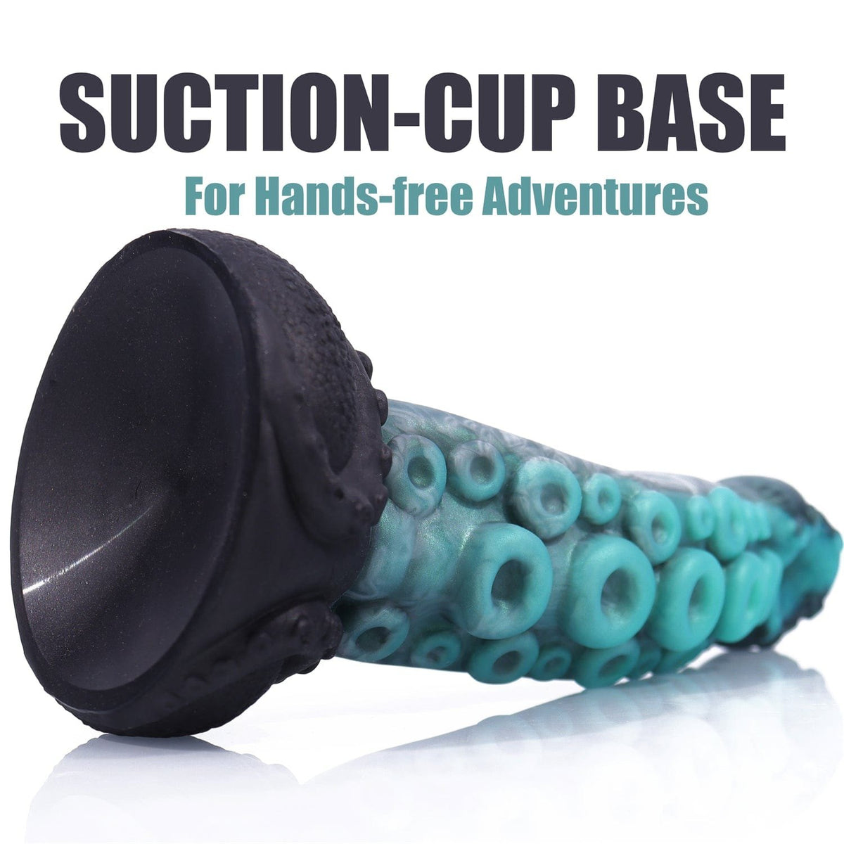 Teal silicone tentacle fantasy dildo with suction cup base, photo 4