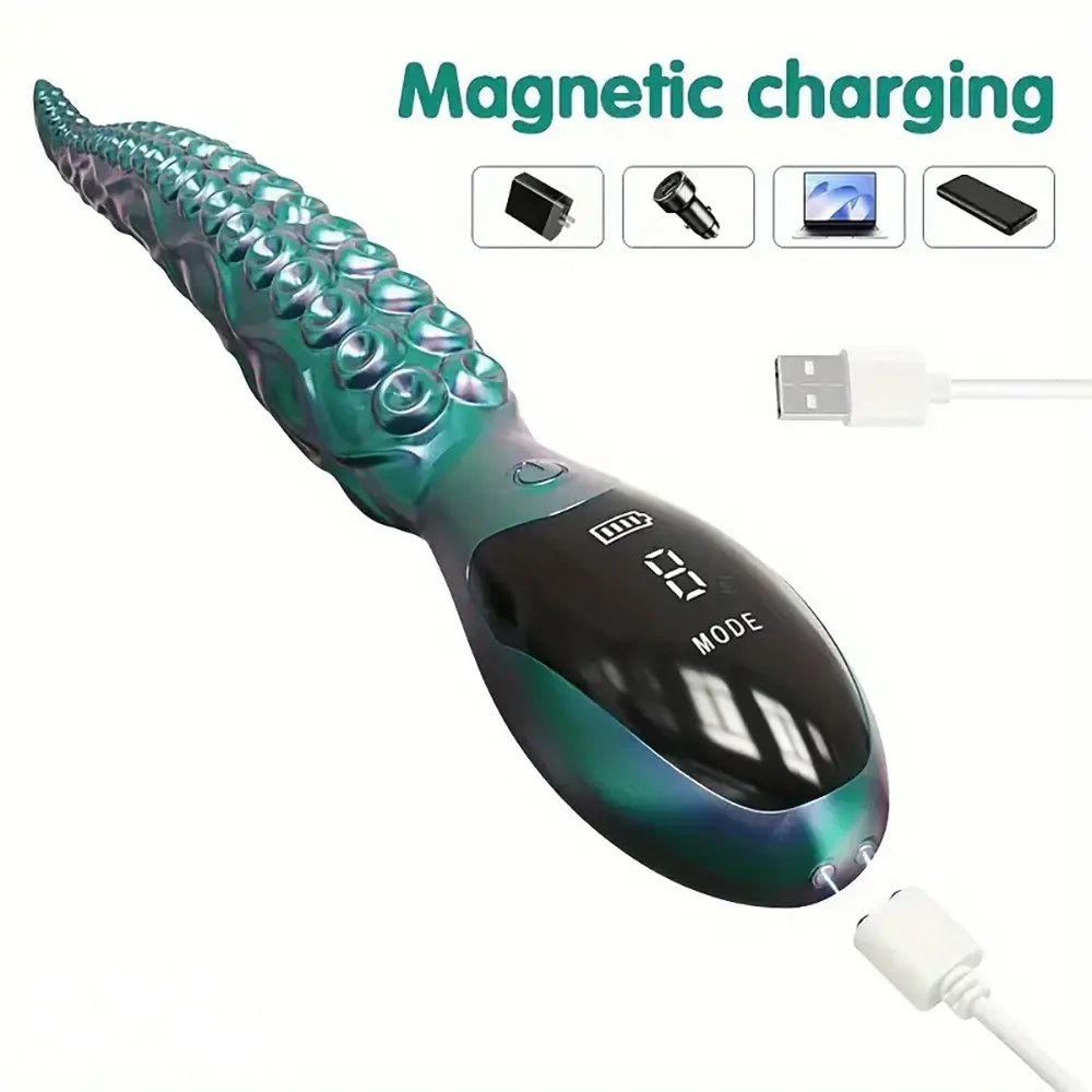Teal green tentacle vibrating dildo, photo 2