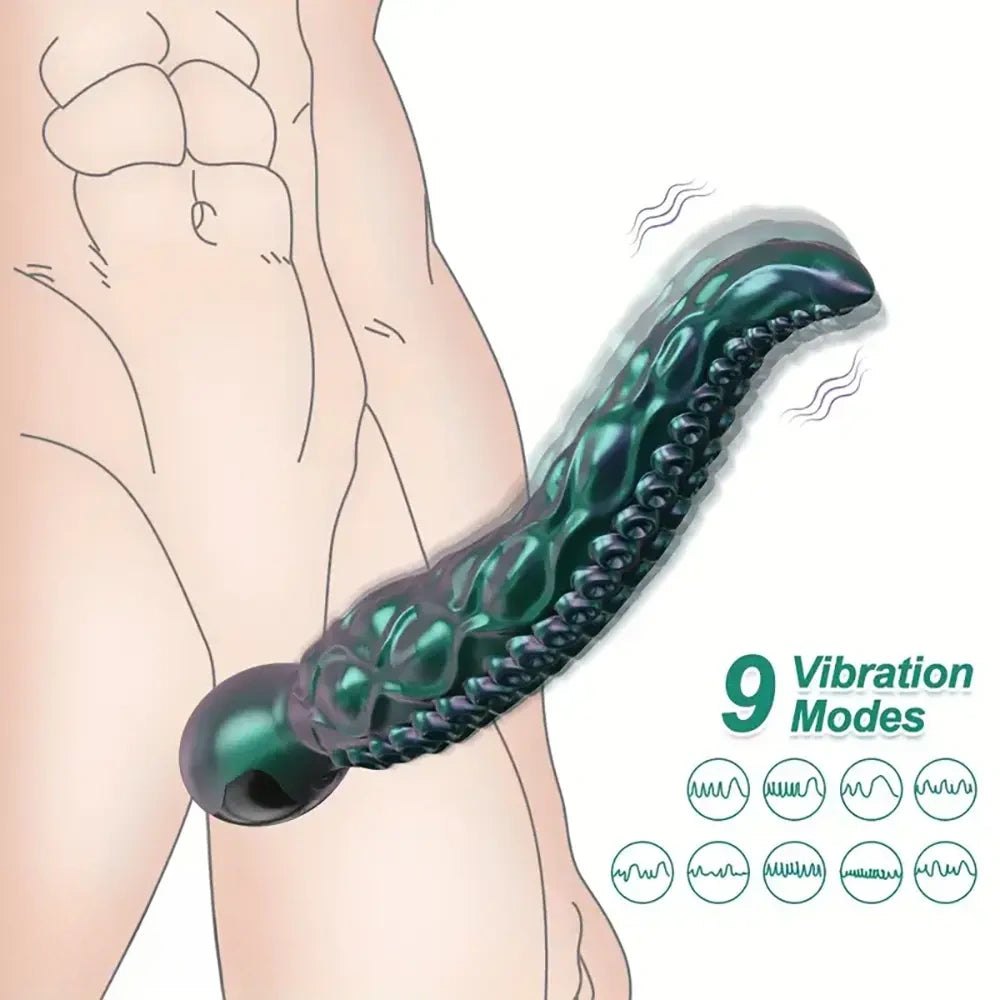 Teal green tentacle vibrating dildo, photo 3