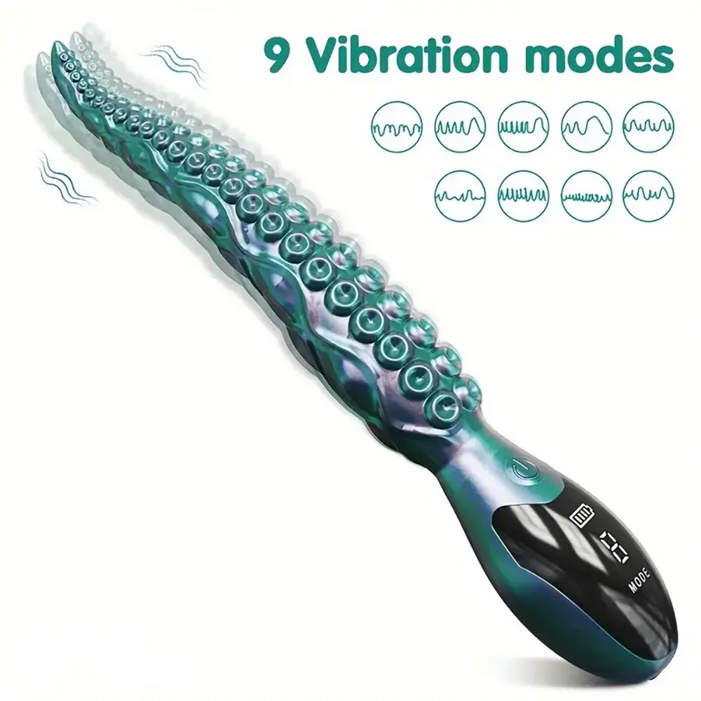 Teal green tentacle vibrating dildo, photo 4