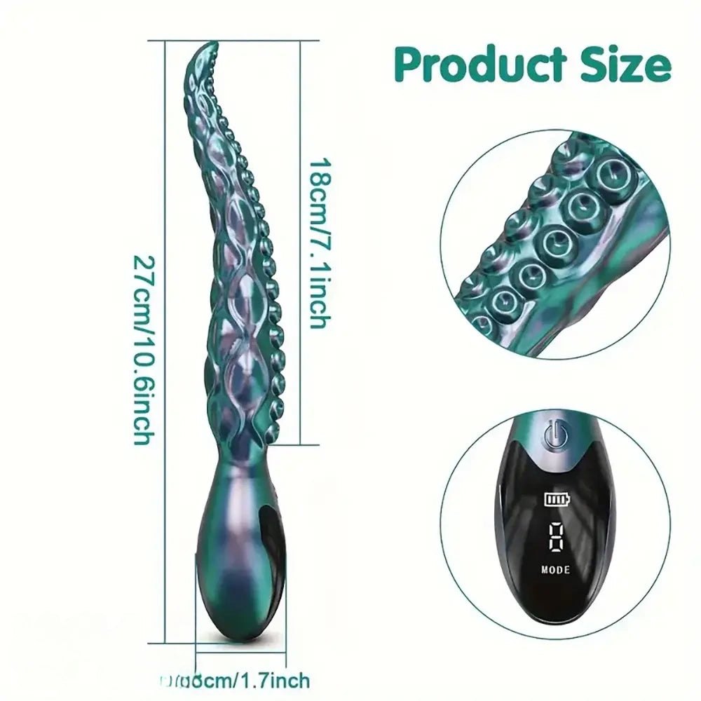 Teal green tentacle vibrating dildo, photo 6