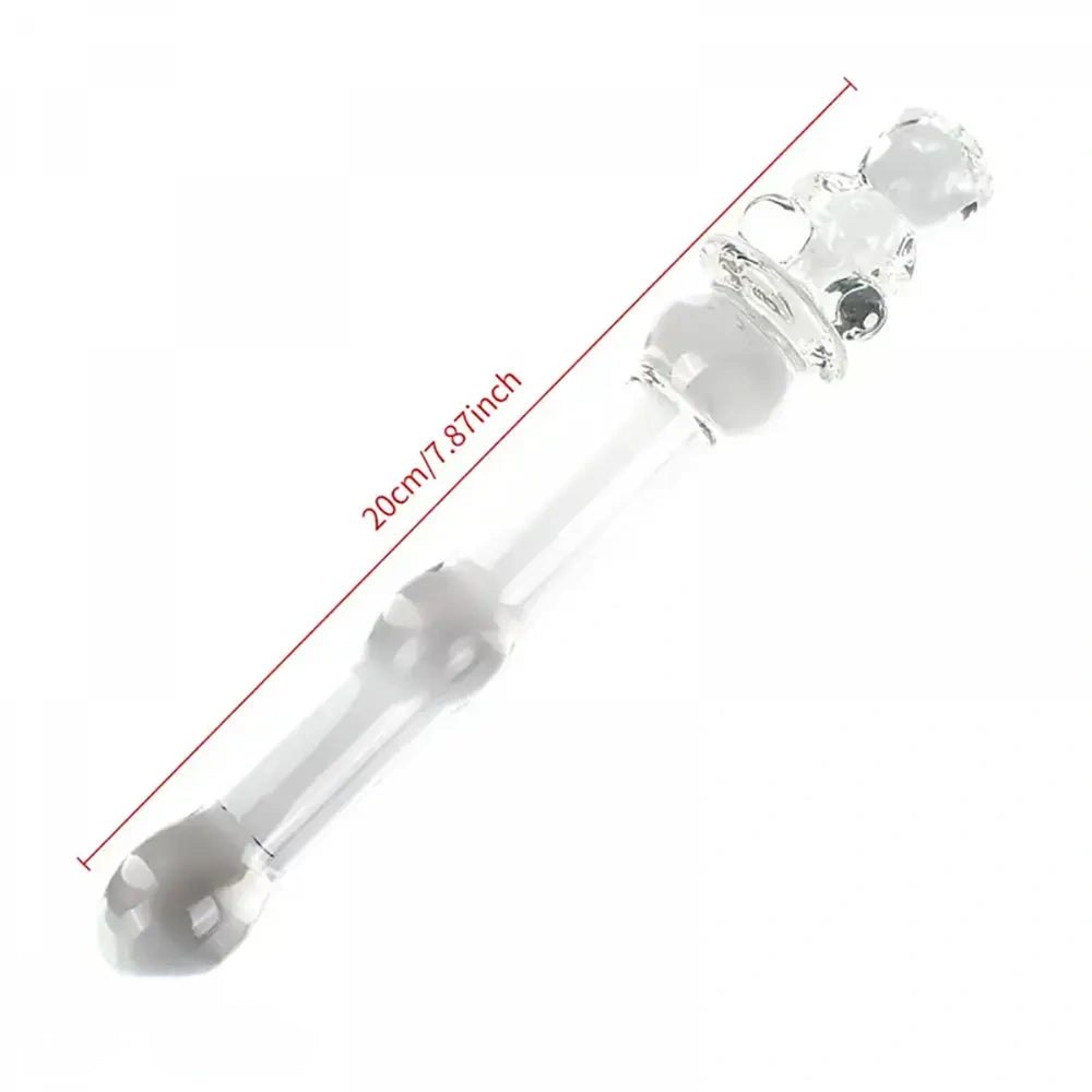 Clear glass teddy bear massage wand
