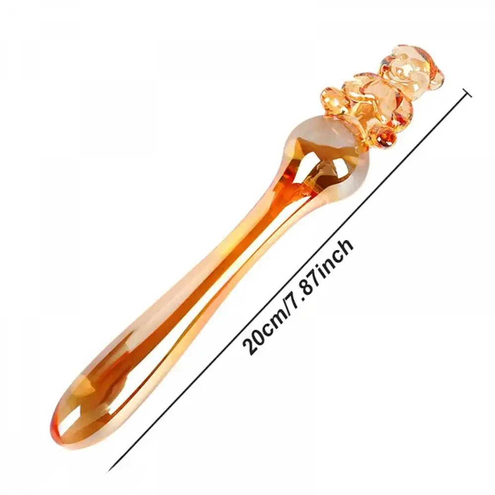 Gold glass teddy bear massage wand
