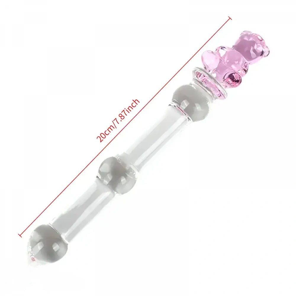 Pink glass teddy bear massage wand