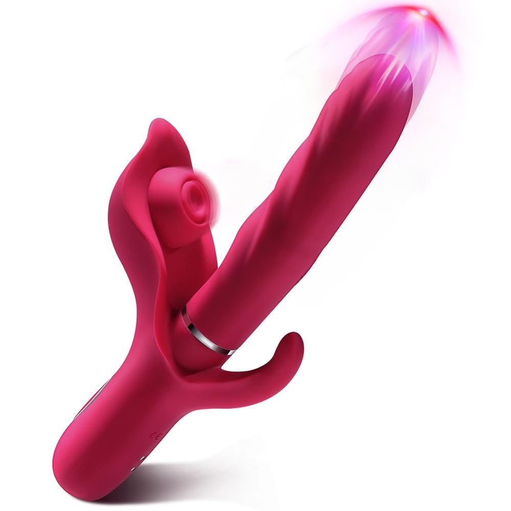 Red silicone rabbit style g-spot vibrator