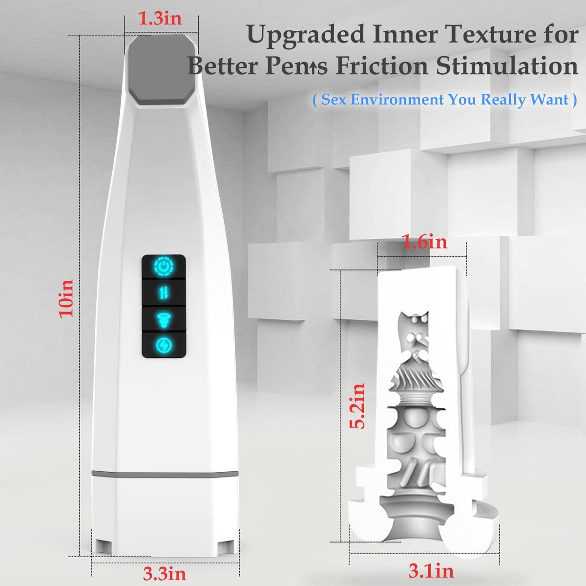 White telescopic male masturbator device, photo 6