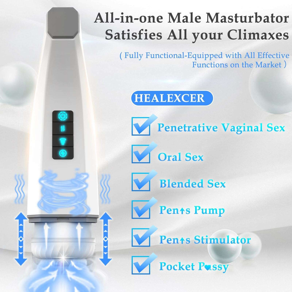 White telescopic male masturbator device, photo 7