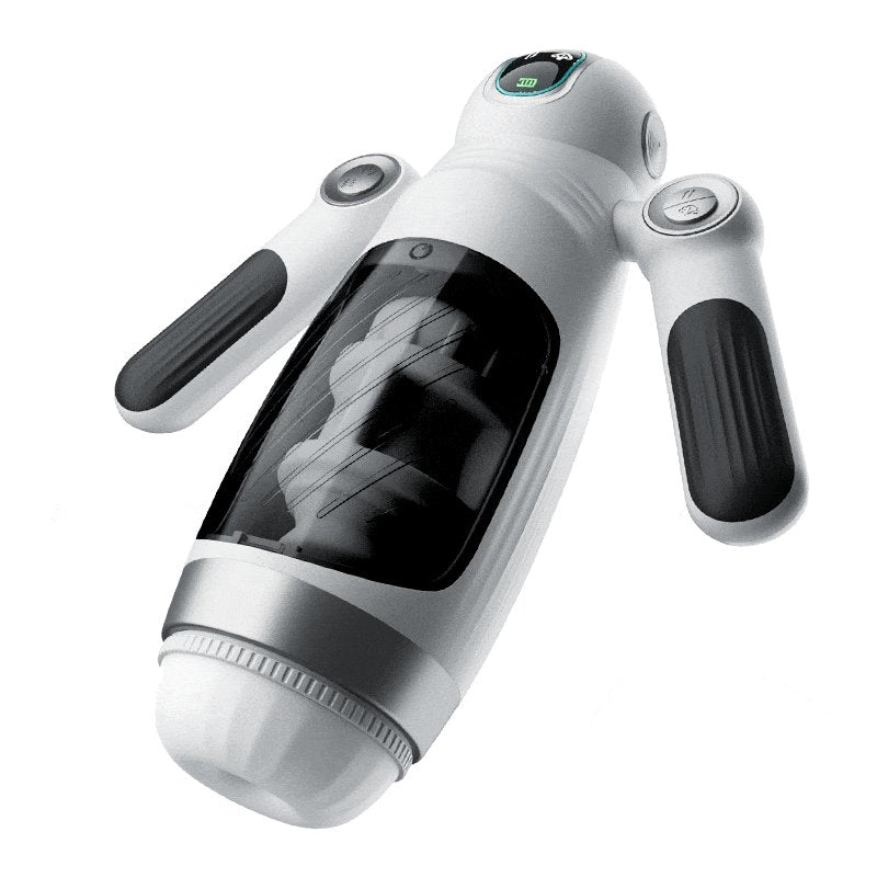 White telescopic thrusting vibrating stroker, photo 1