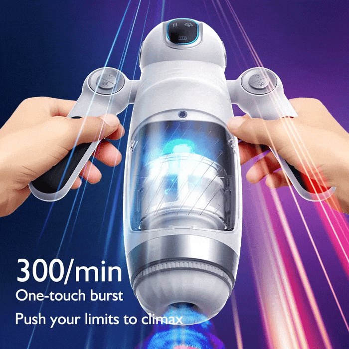 White telescopic thrusting vibrating stroker, photo 2