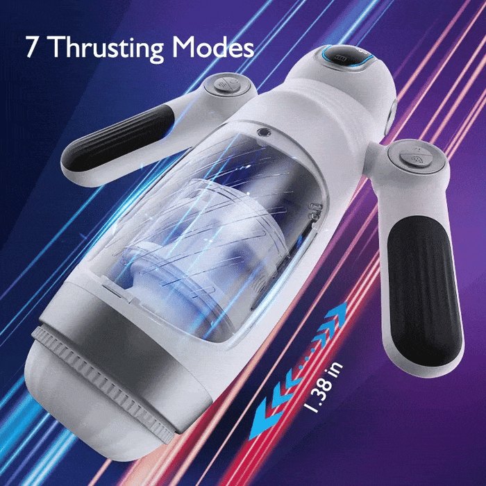 White telescopic thrusting vibrating stroker, photo 3