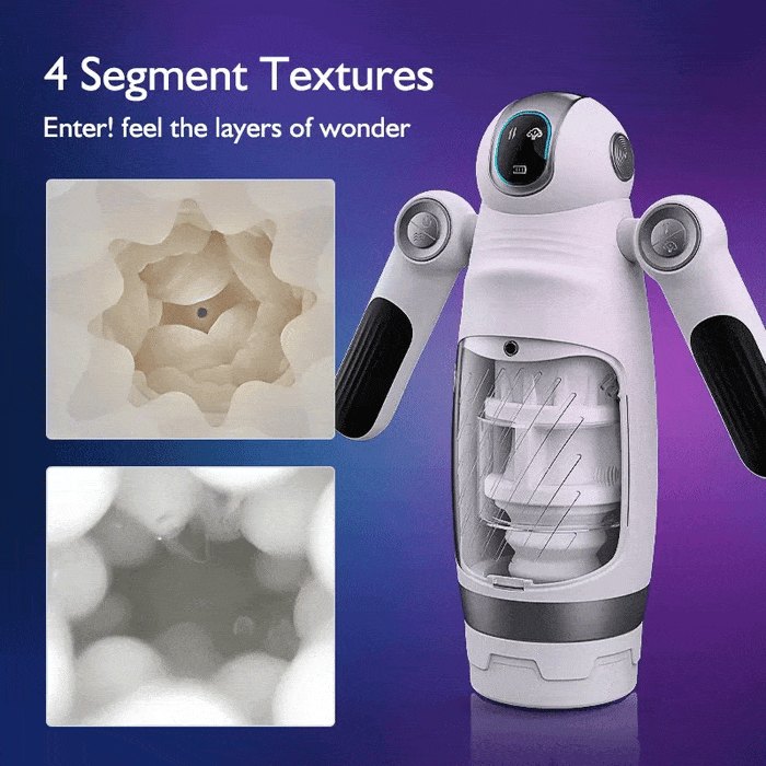White telescopic thrusting vibrating stroker, photo 4
